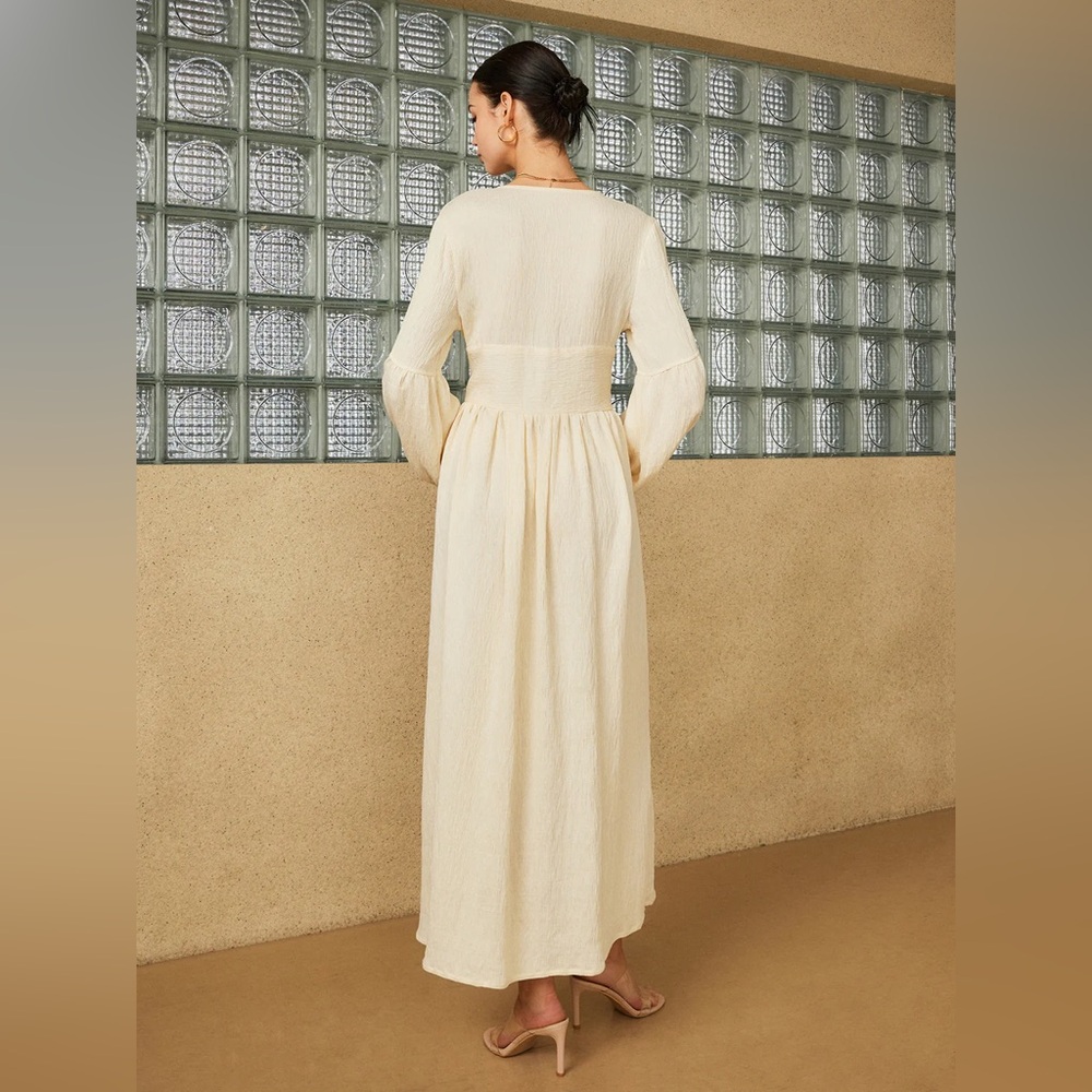 Commense Boho Lantern Sleeve Button-Front Long Sp… - image 4